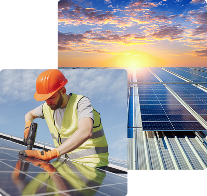 a person is installing the solar panel